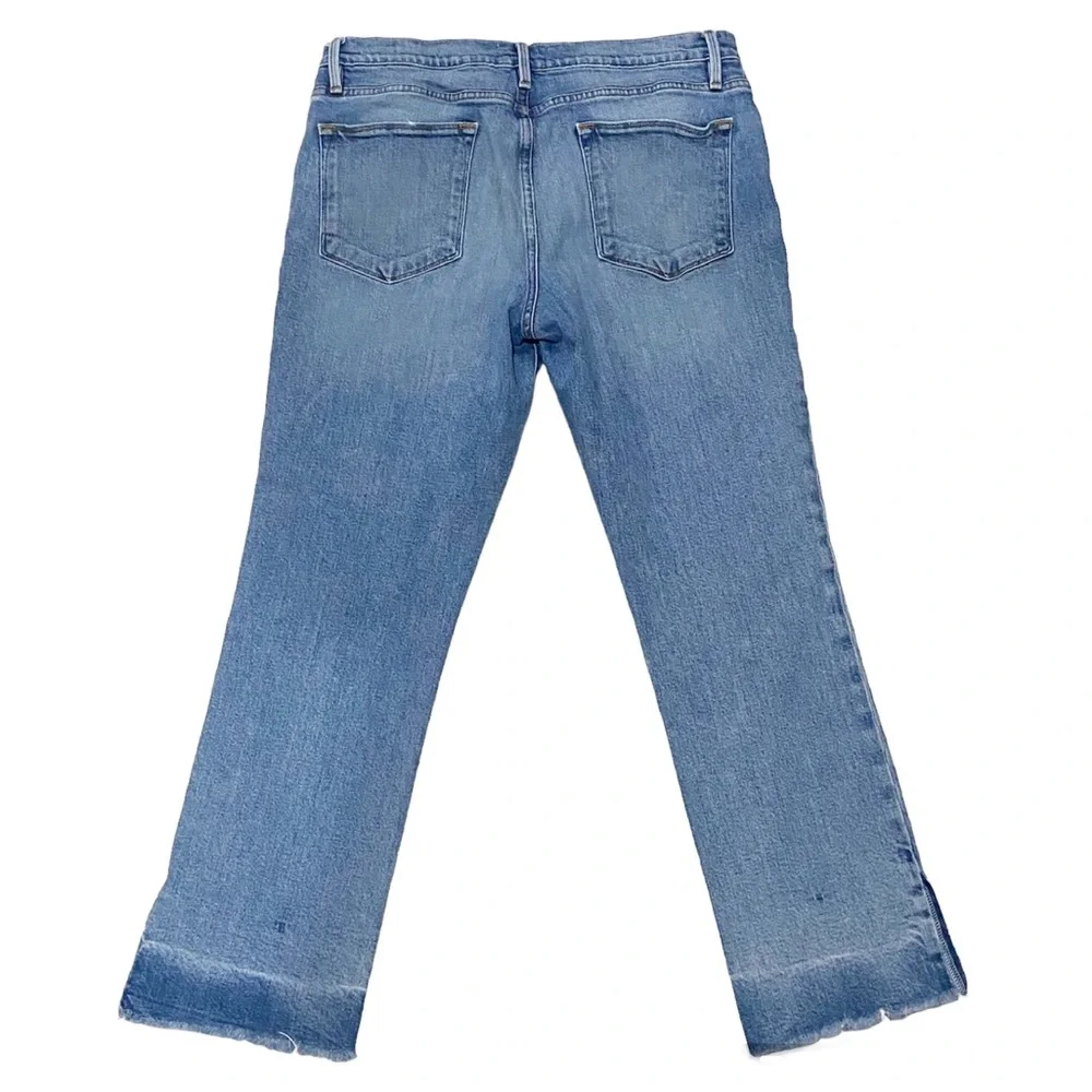 Frame Denim Le High Straight Raw Edge Side Slit in Imogen Dip Size 31 LHSTRAS204 - Picture 3 of 11